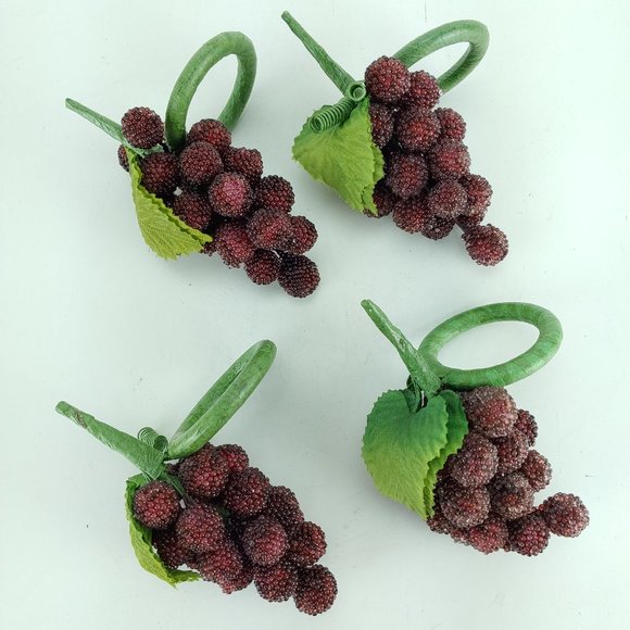 Pier 1 Dining Pier Beaded Red Grape Napkin Rings Set Of 4 Dinner Table Accent Poshmark